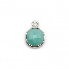 Faceted round amazonite set in silver 9mm, 1 ring x 1pc