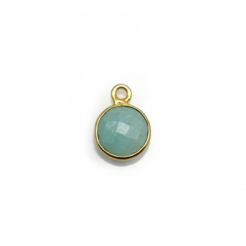 Faceted round Amazonite set in gold-plated silver 9mm x 1pc