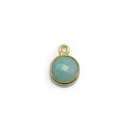 Faceted round Amazonite set in gold-plated silver 9mm x 1pc
