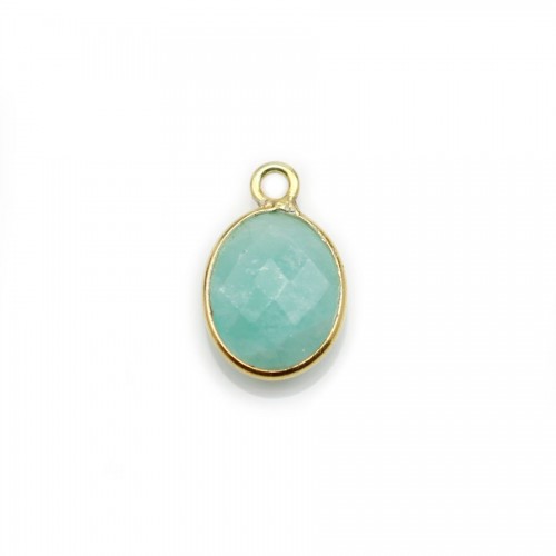 Faceted oval Amazonite set in gold-plated silver 9*11mm x 1pc