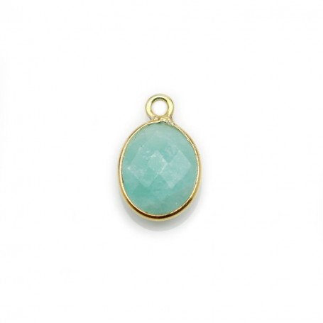 Faceted oval Amazonite set in gold-plated silver 9x11mm x 1pc