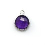 Faceted round amethyst set in sterling silver 11mm x 1pc