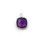 Faceted cushion cut amethyst set in silver 11mm, 1 ring x 1pc