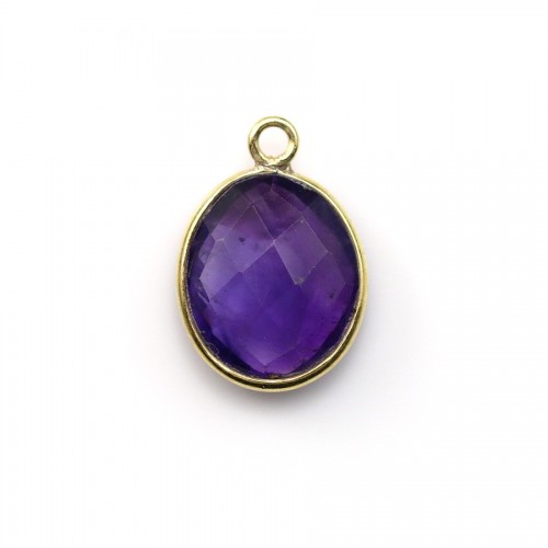 Faceted oval amethyst set in gold-plated silver 11x13mm x 1pc
