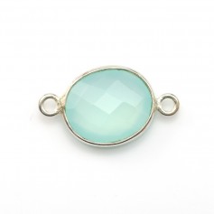 Oval faceted chalcedony set on silver 2 rings 11x13mm x 1pc