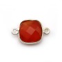 Faceted cushion carnelian set in sterling silver 2 rings 11mm x 1pc