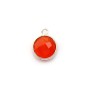 Faceted round carnelian set in silver 11mm x 1pc