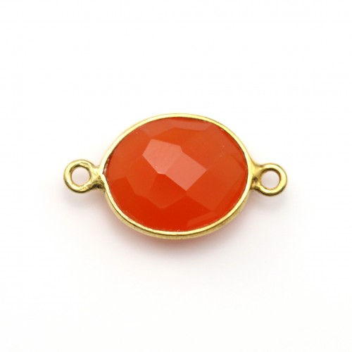 Faceted oval carnelian set in gold-plated silver 2 rings 11*13mm x 1pc