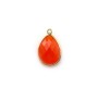 Faceted drop-shape carnelian set in gold-plated silver 13x17mm x 1pc