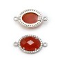 Faceted oval carnelian set in 925 silver with zirconium 13x17mm x 1pc