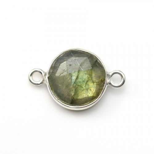 Faceted round labradorite set in sterling silver 2 rings 11mm x 1pc
