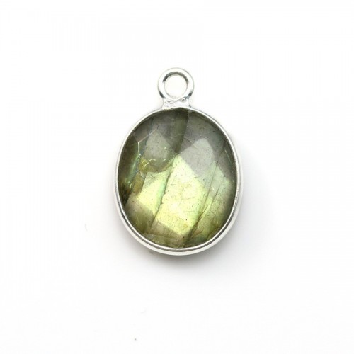 Faceted oval labradorite set in sterling silver 11*13mm x 1pc