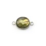 Faceted oval labradorite set in silver 2 rings 9x11mm x 1pc