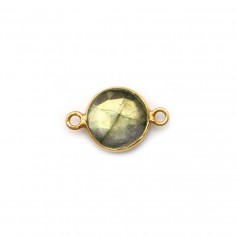 Round labradorite set in gold-plated silver 2 rings 9mm x 1pc