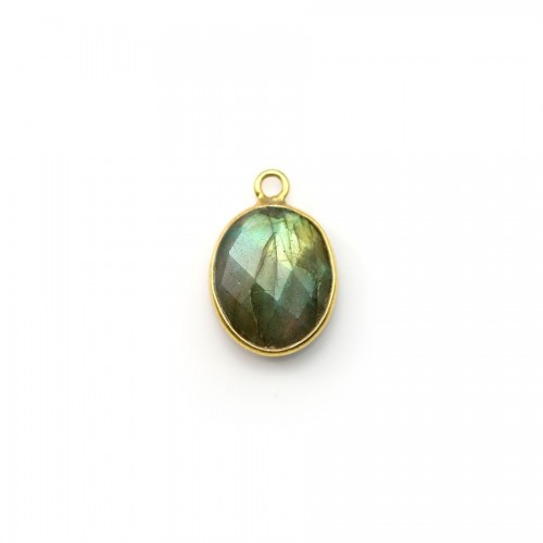 Faceted oval labradorite set in gold-plated silver, 1 ring, 9*11mm x 1pc