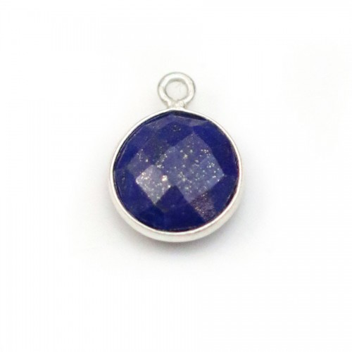 Lapis lazuli de forme ronde, 1 anneau, serti en argent, 11mm x 1pc