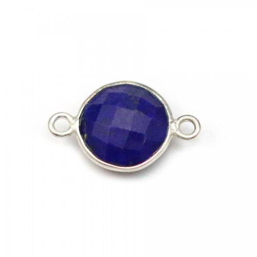 Lapis lazuli round shape, 2 rings, set in silver, 11mm x 1pc