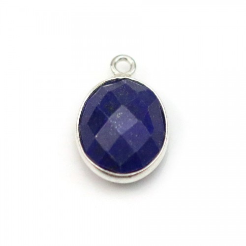 Lapis lazuli de forme ovale, 1 anneau, serti en argent, 11*13mm x 1pc