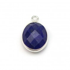 Lapis lazuli oval shape, 1 ring, silver set, 11x13mm x 1pc