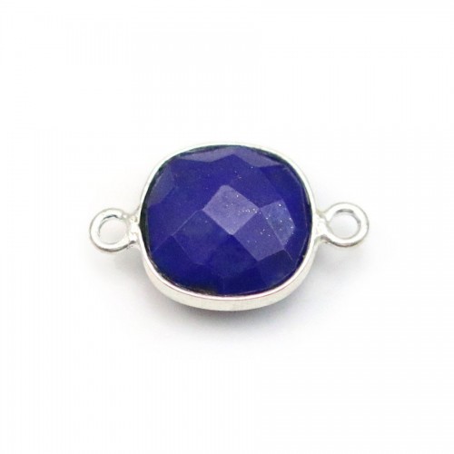 Lapis lazuli in shape of square, 2 rings, set in silver, 11mm x 1pc