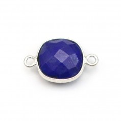 Lapis lazuli in shape of square, 2 rings, set in silver, 11mm x 1pc