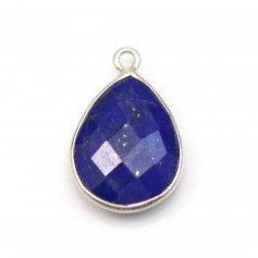 Lapis lazuli in the shape of drop, with 1 ring, set in silver 13 * 17mm x 1pc