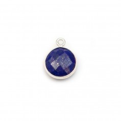Lapis lazuli in faceted round shape, 1 ring, set in silver, 9mm x 1pc