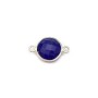 Lapis lazuli de forme ronde, 2 anneaux, serti en argent, 9mm x 1pc