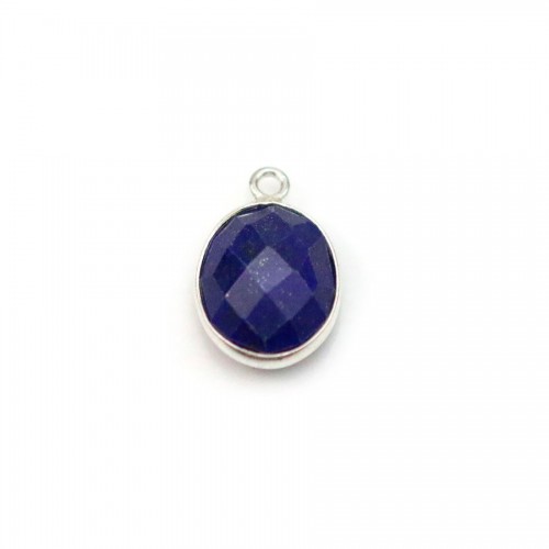 Lapis lazuli in oval-shaped, 1 ring, set in silver, 9x11mm x 1pc