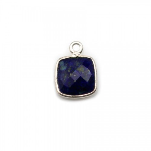 Lapis lazuli in shape of square, 1 ring, set in silver, 9mm x 1pc