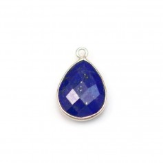 Lapis lazuli in the shape of drop, with 1 ring, set in silver 11x15mm x 1pc