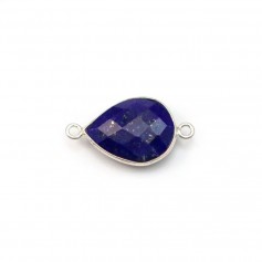 Lapis lazuli en forme de goutte, 2 anneaux, serti en argent 11x15mm x 1pc