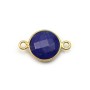 Lapis lazuli de forme ronde, 2 anneaux, serti en argent 925 doré à l'or fin, 11mm x 1pc