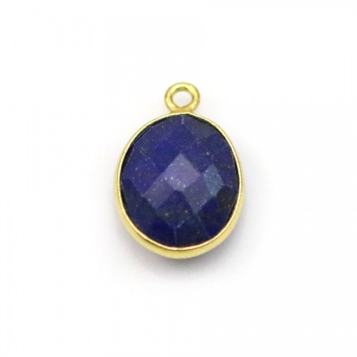Lapis lazuli de forme ovale, 1 anneau, serti en argent doré, 11x13mm x 1pc