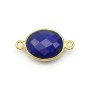 Lapis lazuli de forme ovale, 2 anneaux, serti en argent doré, 11x13mm x 1pc