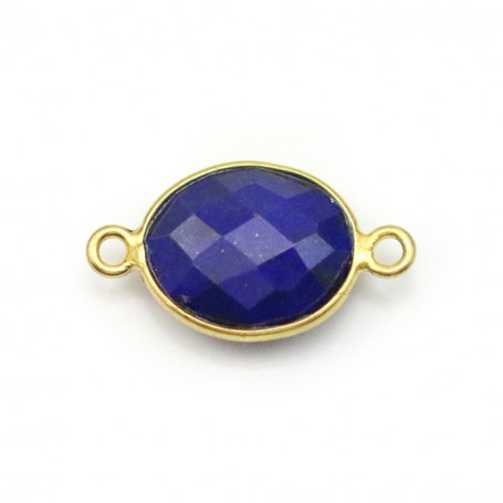 Lapis lazuli de forme ovale, 2 anneaux, serti en argent 925 doré à l'or fin, 11x13mm x 1pc