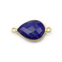 Lapis lazuli en forme de goutte, 2 anneaux, serti en argent 925 doré à l'or fin 13x17mm x 1pc