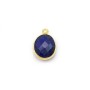 Lapis lazuli de forme ovale, 1 anneau, serti en argent doré, 9x11mm x 1pc