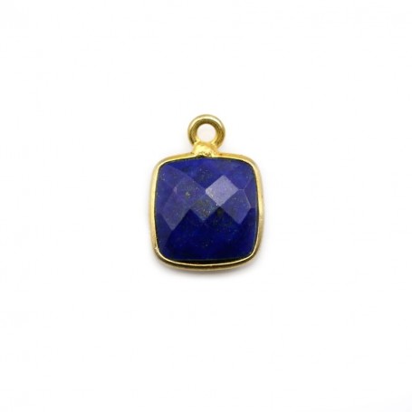 Lapis lazuli de forme carré,1 anneau, serti en argent 925 doré à l'or fin, 9mm x 1pc