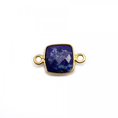 Lapis lazuli in shape of square, 2 rings, set in gold silver, 9mm x 1pc