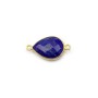 Lapis lazuli en forme de goutte, 2 anneaux, serti en argent doré 11x15mm x 1pc