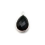 Black Agate in the shape of a drop, 1 ring, set in silver, 11x15mm x 1pc