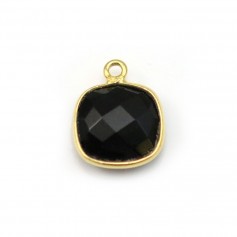 Forma quadrada em ágata negra, 1 anel, conjunto em prata dourada, 11mm x 1pc