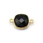 Black agate in shape of square, 2 rings, set in gilt silver, 11mm x 1pc
