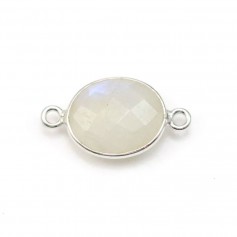 Moonstone of oval shape set on silver, 2 rings, 11x13mm x 1pc
