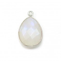 Moonstone in the shape of drop, 1 ring, set on silver, 13x17mm x 1pc