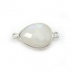 Moonstone in the shape of drop, 2 rings, set on silver, 13x17mm x 1pc