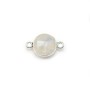 Moonstone in the shape round, 2 rings, set on silver, 9mm x 1pc