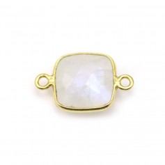 Moonstone in the shape of square, 2 rings, set on golden silver, 11mm x 1pc