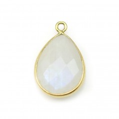 Moonstone in the shape of drop, set on golden silver, 17*13mm x 1pc